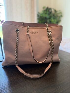 kate spade blush pink leather chain-strap tote